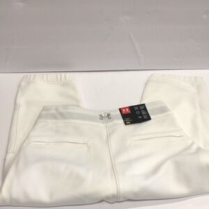 Under Armour Court White‎ Beltless Fastpitch Crop Softball Pants size small new